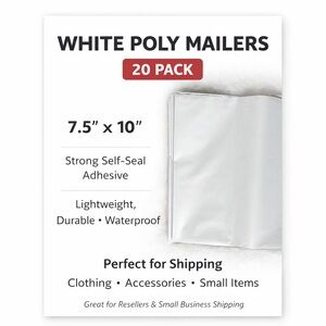 20 Pack Poly Mailers 7.5 x 10 Shipping Bags White or Blush Reseller Supply